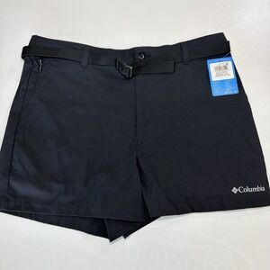 Columbia Brea Falls Shorts Womens XXL Black Nylon Hiking Outdoor Belted NWT